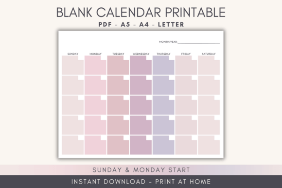 Download Mauve Blank Calendar Printable - Calendar printable Collection